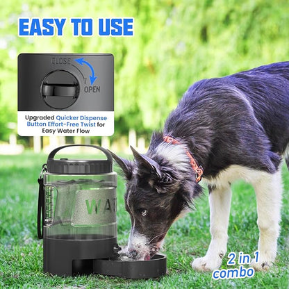 Dog Water Bottle Bowl Dispenser - 95OZ Large Dog Travel Water Bottle Portable with Pull-Out Travel Water Bowl for Dogs Camping Hiking Traveling Beach Park Accessories, Leak-Proof Pet Water Dispenser
