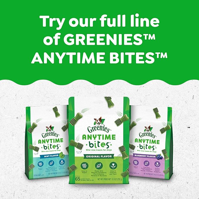 Greenies Anytime Bites Dog Treats, Blueberry Flavor, 24 oz. Bag