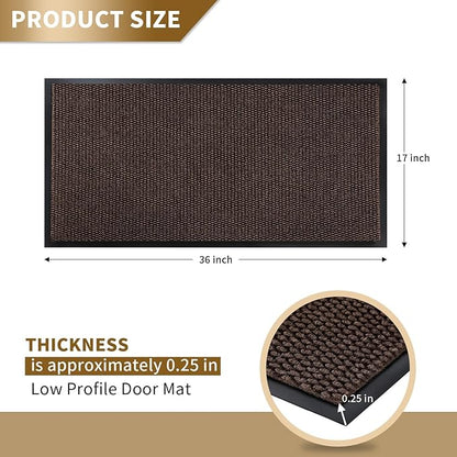 Yimobra Doormat Outdoor Indoor Entrance 36 x 17, All-Season All-Weather Front Door Mat, 100% Waterproof Welcome Matt for Floor Garage Outside Entry, Stain and Fade Resistant