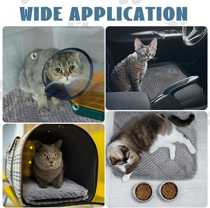 4 Pcs Self Heating Cat Pad Self Warming Cat Bed Dog Heating Pad Washable Thermal Pet Mat for Indoor Outdoor Pet 16 x 20 Inch Removable Non Slip(Gray)