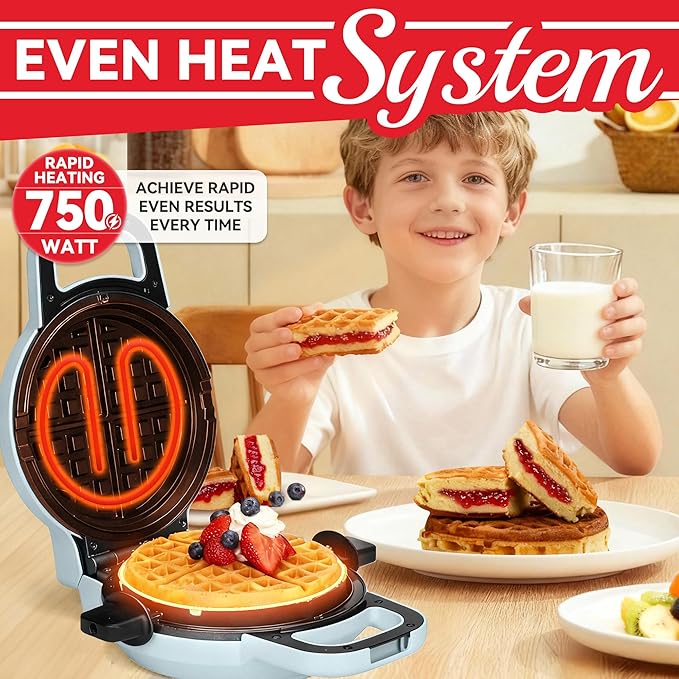 6" Stuffed Waffle Maker Rotating, Flip Waffles Maker Machine