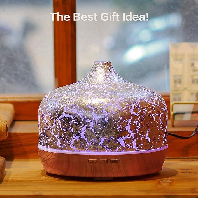 Porseme 500ml Essential Oil Diffuser Silver Plated Glass Aromatherapy