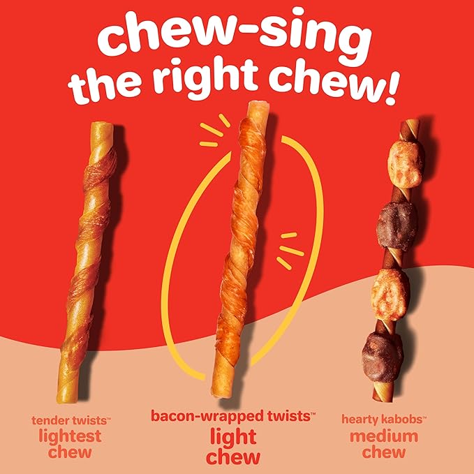 Hartz New Oinkies Bacon Wrapped Twists, Real Meaty Chews with 100% Real Bacon and No Beefhide, 28 Count