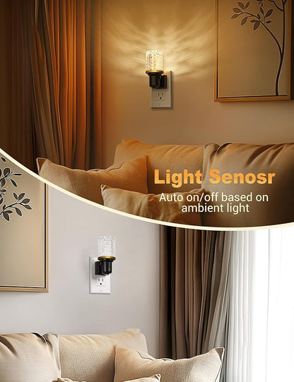 JandCase LED Night Light, Dimmable Night Lights Plug into Wall, Modern Nightlight with Auto On Off Light Sensor, 3000K Soft White Night Light 0-100LM Brightness for Hallway Bedroom Christmas Gifts