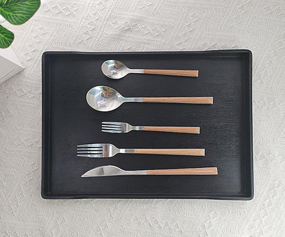 Black Serving Tray (15 x 10.6 inch), Large Tray for Serving Accessory, Snack, Dessert, Spa, Coffee, Drinks, Tea, Bar, Party, Seasoning, Perfume and Display Use.