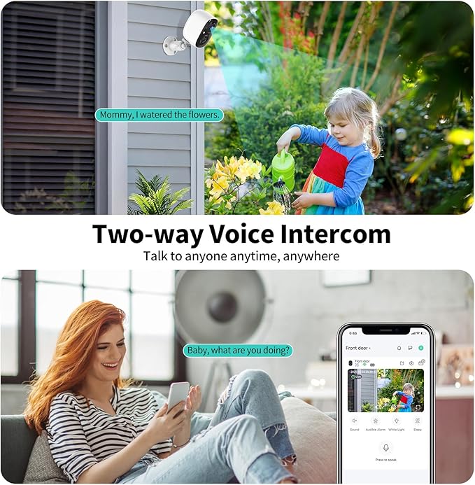 2K UHD Smart Wireless Security Camera Indoor/Outdoor, Battery Powered WiFi