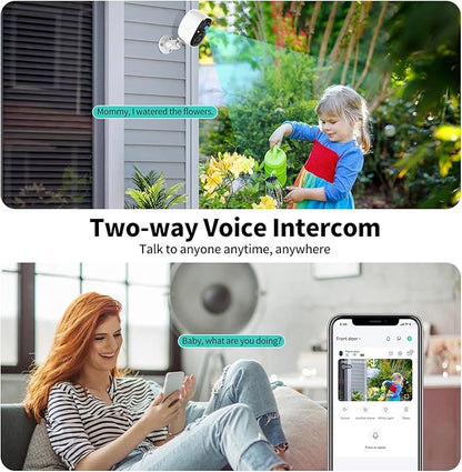 2K UHD Smart Wireless Security Camera Indoor/Outdoor, Battery Powered WiFi