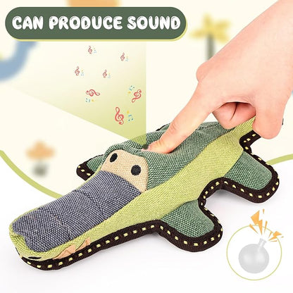 Tough Durable Squeaky Dog Toys for Aggressive chewers Interactive to Keep Them Busy, Funny Plush Dogs Toy for Small Medium Large Chewer Cute Birthday Gift (Crocodile)