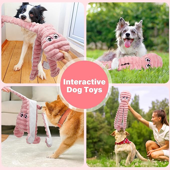 Prime Pets Squeaky Dog Toys for Large Dogs, 27” Extra Large Plush Octopus Dog Toy to Keep Them Busy, Interactive Chew Toy for Small Medium Large Dogs, Tug of War Pet Toy, Pink