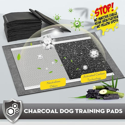 CROCI Charcoal Pee Pads for Dogs Odor Control Leak Proof XXL 30x36in 40Ct | Super Absorbent Dog Pee Pads with Adhesive Tabs, Heavy Duty, Dog Potty Training, Quick-Dry Surface, Disposable