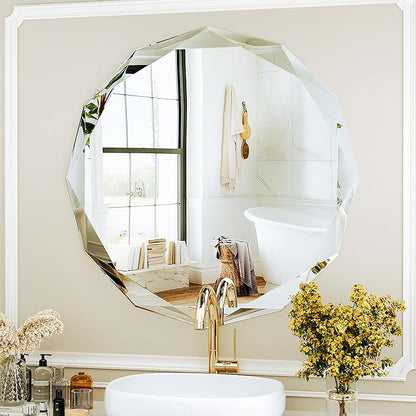 Suidia Bathroom Mirror, Frameless Bathroom Mirror