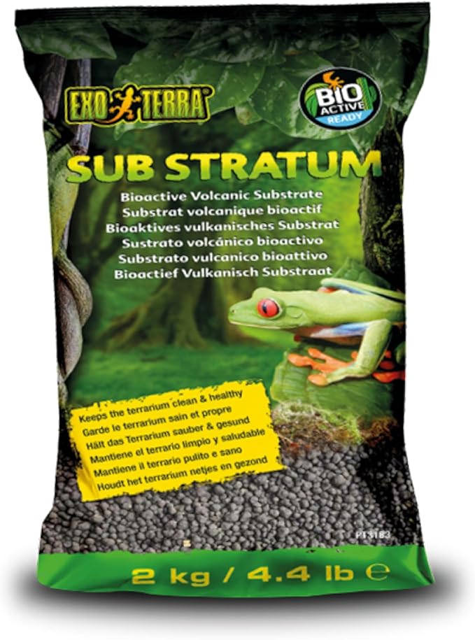 Exo Terra Sub Stratum, Bioactive Volcanic Substrate for Reptile Terrariums, Eliminates Odor, Offers Correct Moisture Levels 4.4 lb