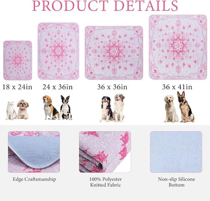 Homimp Washable Pee Pads for Dogs, 4 Pack Reusable Puppy Pads Waterproof, Absorbent and Leakproof Dog Pee Pads, Non Slip Puppy Training Pads, Pet Mat for Floor,Crate,Couch,Whelping,Pink, 18"x24"