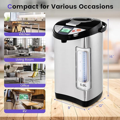 COSTWAY Instant Electric Hot Water Boiler and Warmer, 5-Liter LCD Water Pot