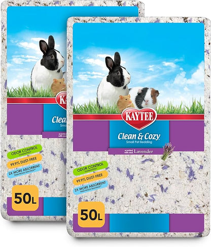 Kaytee Clean & Cozy Lavender Bedding for Pet Guinea Pigs, Rabbits, Hamsters, Gerbils, and Chinchillas, 100 Liters