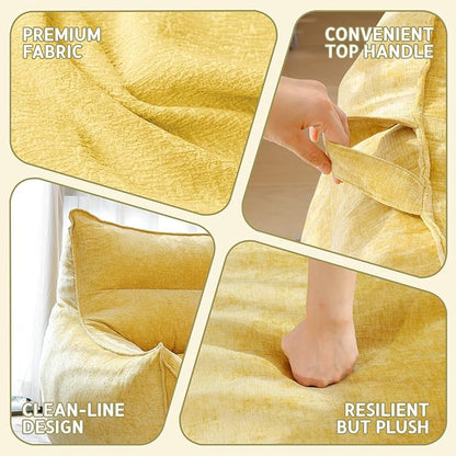 Giant Bean Bag Chair, Beanbag Chairs for Adults, Teens & Kids, Comfy Sofa Chair with Handle & Filling for Living Room, Reading & Gaming, Non-Slip(Yellow-XL)