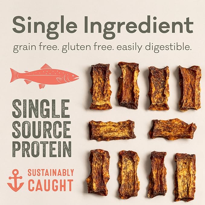 Polkadog Crunchy Alaskan Salmon Chips – Single Ingredient Dog Treats with Wild-Caught Salmon – All Natural, Grain-Free, Lean Protein & Omega-3 Rich Snacks for Dogs – Handcrafted in USA - 2.75 oz
