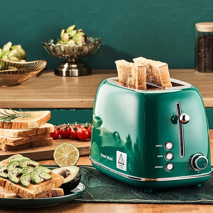 Roter Mond 2 Slice Toaster Retro Stainless Steel