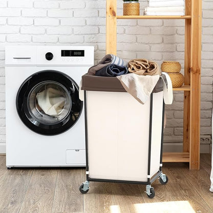 Mefirt 160L Laundry Basket with Wheels, 2 Section Large Rolling Laundry Hamper Bag with Wheels, Clothes Hamper Cart for Laundry, Bedroom, Bathroom and Dorm