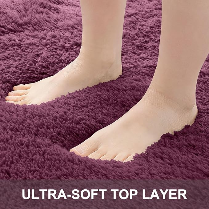OLANLY 2x8 Machine Washable Runner Rugs for Hallway, Soft Fluffy Shaggy Bedside Rugs for Bedroom, Living Room, Indoor Floor Carpet for Kids Girls Boys, Nursery Rooms, Home Decor Aesthetic, Burgundy