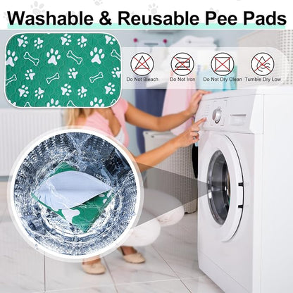 BEAUTYZOO 6 Pack Washable Pee Pads for Dogs,Reusable Puppy Pads 16x24 Green | Waterproof Super Absorbent,Non Slip and Leak-Proof Against Urine,Whelping Pads Mats for Puppy Potty Training,Playpen,Crate