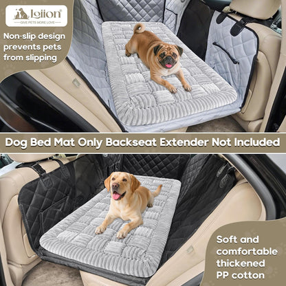 Dog Car Bed Mat, Non-Slip Backseat Extender Pet Blanket, Plaid Dog Bed for SUVs, Sedans & Trucks, Chew-Resistant Travel Pad for Dogs, Easy Clean & Scratch-Proof & Comfort (50"x24.6") Light Gray