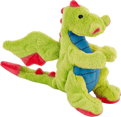 goDog Bubble Plush Dragons Squeaky Dog Toy, Chew Guard Technology - Green, Small