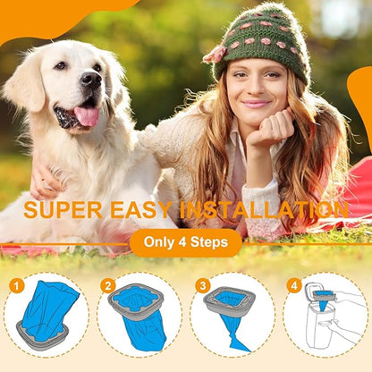 Jumbo Square Refill Bags 4 Pack Lasts Up to 16 Months Compatible with Pet Genie Dog Waste Disposal System Pails Lavender Scented Dog Poop Bags for Dogs 7-Layers EVOH Pet Waste Refills for Odor Control