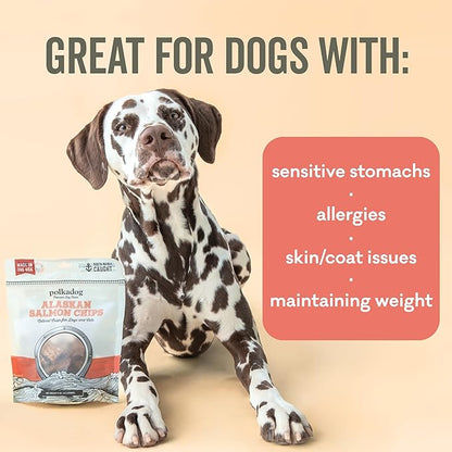 Polkadog Crunchy Alaskan Salmon Chips – Single Ingredient Dog Treats with Wild-Caught Salmon – All Natural, Grain-Free, Lean Protein & Omega-3 Rich Snacks for Dogs – Handcrafted in USA - 2.75 oz
