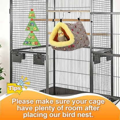 MEWTOGO Medium Winter Warm Bird Nest for Cage - Comfortable Birds Bed with Support Plate, Hanging Shed Hideaway Hammock Hut Gift for Cockatiel Monk Parrots Sun Conure