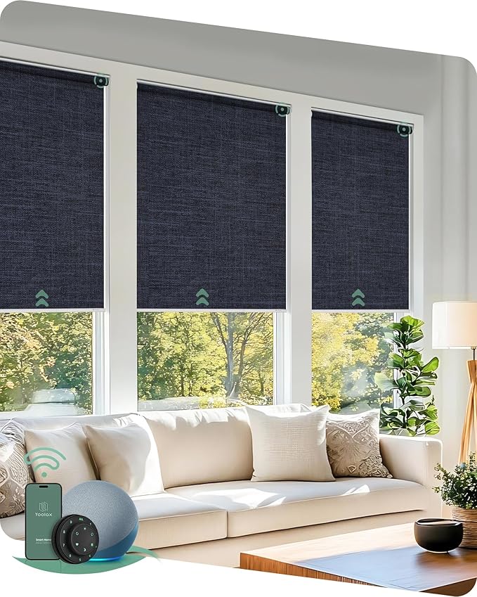 Yoolax Motorized Blinds with Remote, Automatic Window Shades Work with Alexa