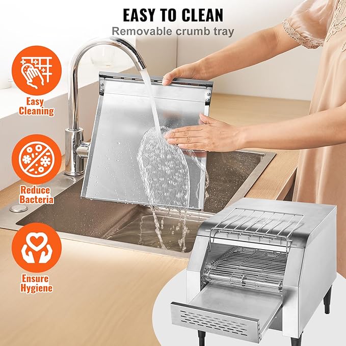 VEVOR Commercial Conveyor Toaster, 300 Slices/Hour, Heavy Duty Stainless Steel