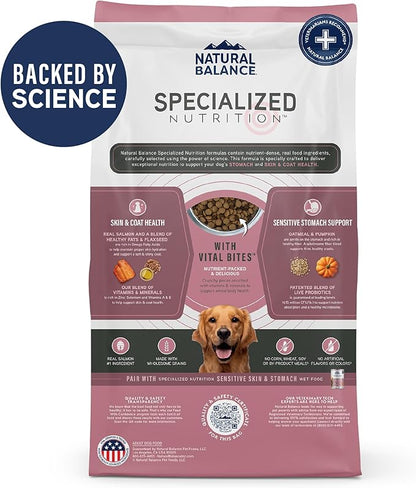 Natural Balance Specialized Nutrition Dry Dog Food with Salmon and Oatmeal for Dogs, Sensitive Skin & Stomach Dog Food, Natural Ingredients with Added Vitamins & Minerals - 22 lbs