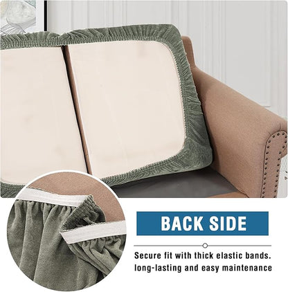 H.VERSAILTEX Chenille Slip Covers for Armchairs Super Stretch Sofa Slipcovers Thick Soft Sofa Cushion Protector Covers All Seasons Universal(1 Seater Armchair Cushion Cover,Tea Tree)