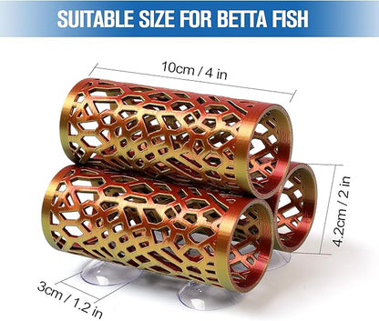 3-in-1 Betta Fish Tunnel,Safer for Small Fish Shrimp Aquarium Decor Resting and Sleeping Tube，Betta Hammock with Suction Cups for Hideout，Fish & Shrimp Toys，Fish Tank Accessory Habitat Cave