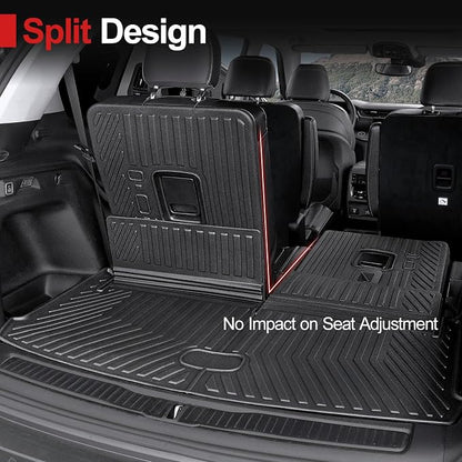 Floor Mats for 2021-2025 2026 Jeep Grand Cherokee L (6-Seater w/o 2nd Row Center Armrest Only), TPE All Weather Protection Durable Trunk Cargo Mat for Jeep Grand Cherokee L Accessories