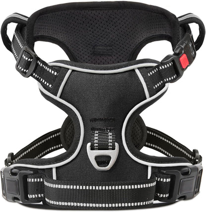 Timos Dog Harness,NO Need Go Over Dogs Head 3 Snap Buckles Pet Harness with 2 Leash Clips,Adjustable Soft Padded No-Pull,Reflective No-Choke Oxford Vest for Small Medium Large Dogs,X-Large(Packof1)