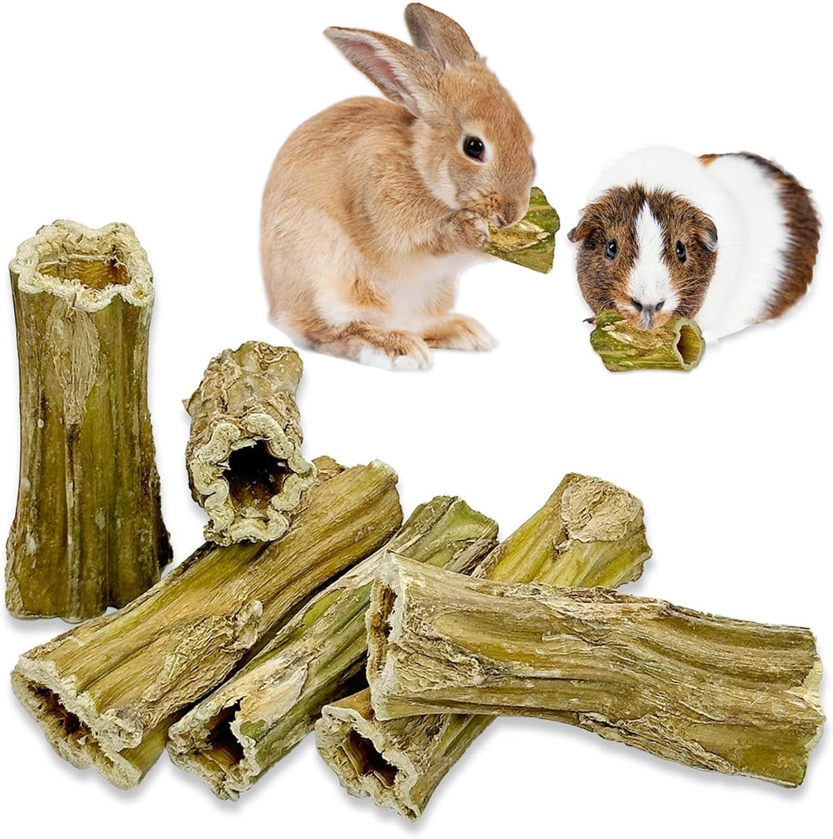 Fhiny Rabbit Chew Toys, 6 PCS 3.9" Natural Papaya Wood Chew Sticks Guinea Pig Treats for Dental Care Bunny Treats for Rabbits Small Pet Molar Snacks for Bunny Guinea Pig Chinchilla Hamster Gerbil