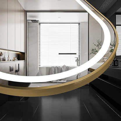 30x40 inch Gold Tempered Glass LED Arched Mirror