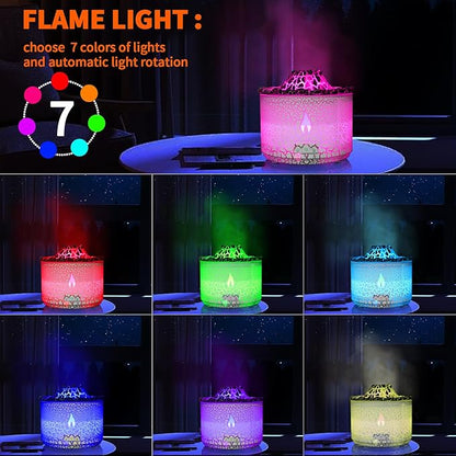 BOHOFAM Essential Oil Diffuser 360ML, Volcano and Flame Diffuser/Humidifier 2