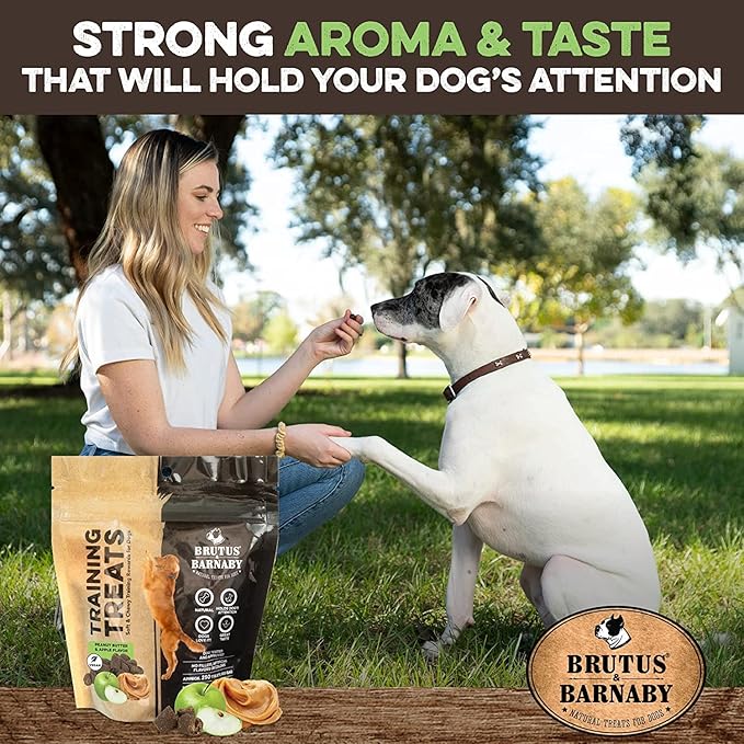 BRUTUS & BARNABY Training Treats for Dogs - Peanut Butter & Apple - All-Natural Healthy Low Calorie Vegan Treat - Great to Use for Rewards in Training Your Puppy Or Dog