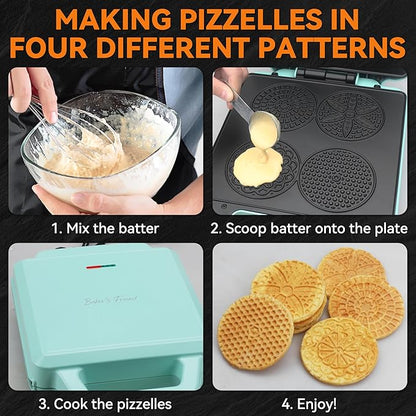 Baker’s Friend Pizzelle Maker Electric, 4 X 3.5” Pizzelle Waffle Cookies