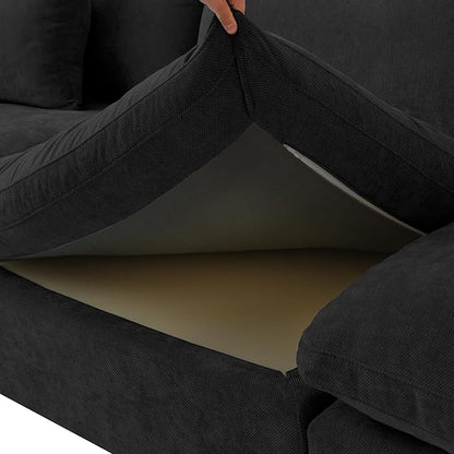 WJShome Modern Middle Module Couch for Living Room, Cushion Covers Removable, Minimalist Comfy Breathable Sofa,Black