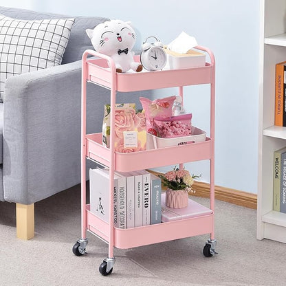 TOOLF 3-Tier Metal Rolling Cart