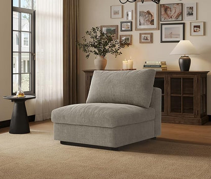 Cloud Modular Sectional Sofa Couch with Storage Ottoman, Oversized Sectional Couches for Living Room, Single Seat, Chenille, Light Gray