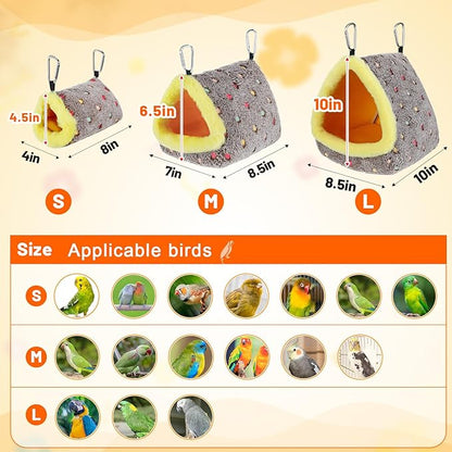 MEWTOGO Medium Winter Warm Bird Nest for Cage - Comfortable Birds Bed with Support Plate, Hanging Shed Hideaway Hammock Hut Gift for Cockatiel Monk Parrots Sun Conure
