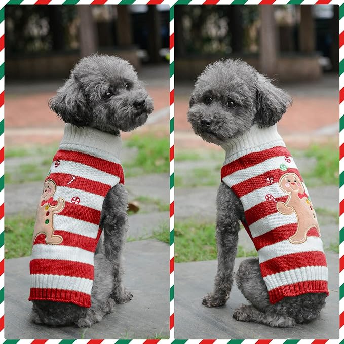 PETCARE Christmas Dog Costume Pet Sweater Vest Cute Bear Red Striped Cat Sweaters Warm Winter Dog Clothes for Small Medium Large Dogs Cats Ugly Xmas Puppy Doggy Chihuahua Yorkie Outfits