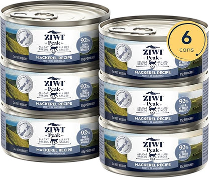 ZIWI Peak Wet Cat Food – All Natural, High Protein, Grain Free, Limited Ingredient, with Superfoods (Mackerel, Case of 6, 3oz Cans)