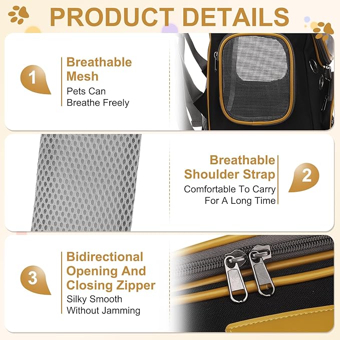 Pet Backpack Carrier, Portable and Ventilated, Oxford Cloth, Dog Cat Travel Bag with Transparent Cover 12.6", (Black, 1 Pcs), Intended for Hiking/Camping/Traveling
