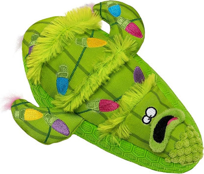 goDog Holiday Collection Mixed Materials TPE-Plush Holiday Cactus Squeaky Dog Toy, Chew Guard Technology - Green, One Size